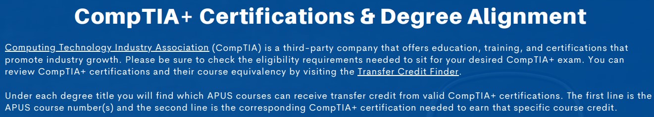CompTIA+ Certifications and Degree Alignment