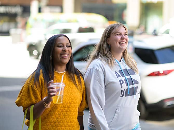APU students walking in city