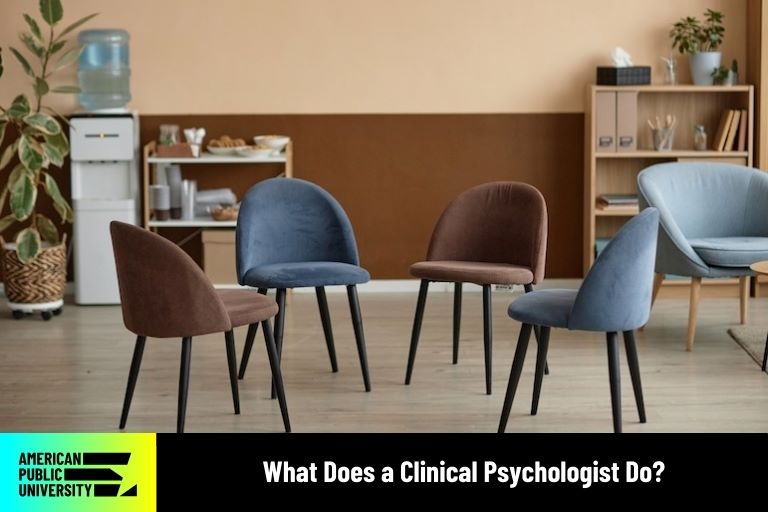 clinical psychologist's session with four chairs in circle