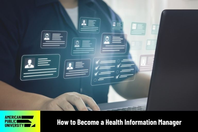 health information manager on laptop