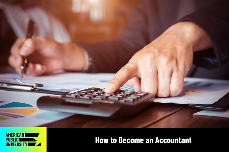 how-to-become-an-accountant-apu accountant working on calculator