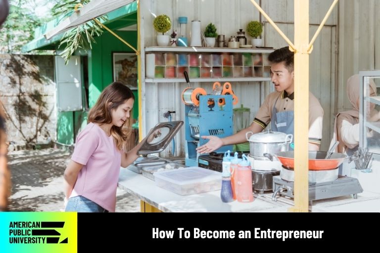 entrepreneur operating soap stand