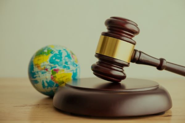 international law gavel and globe