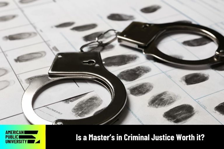 is-a-masters-in-criminal-justice-worth-it criminal justice handcuffs on fingerprints