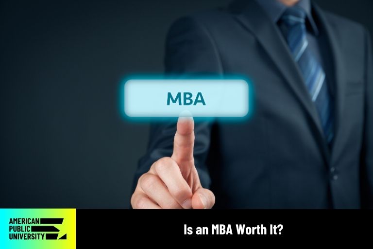 is-an-mba-worth-it MBA student clicking button labeled