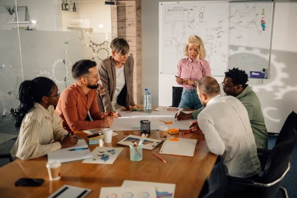 market researchers at conference table