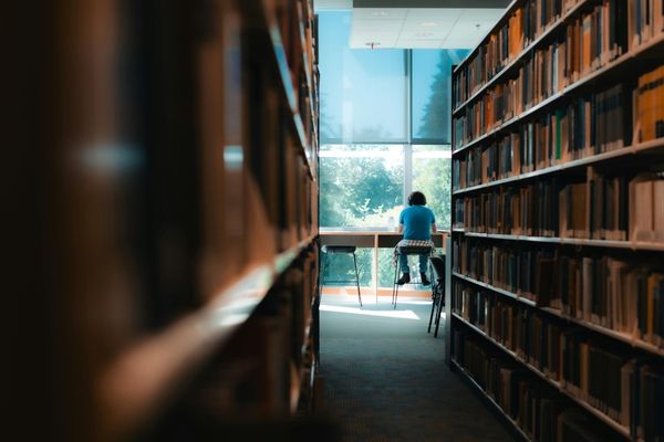 sociology degree student in library
