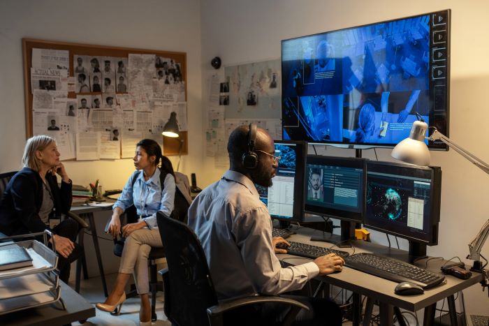 criminal investigators reviewing data