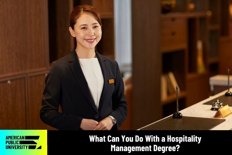 Hospitality Management degree graduate working in hotel