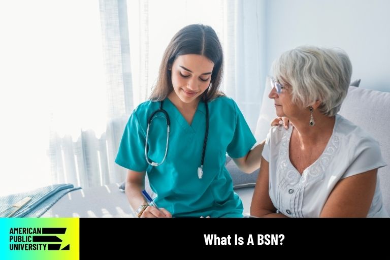 BSN nurse with patient