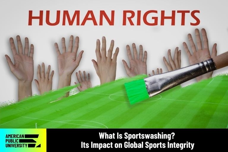 sportswashing defined by teammates hands raised on soccer field