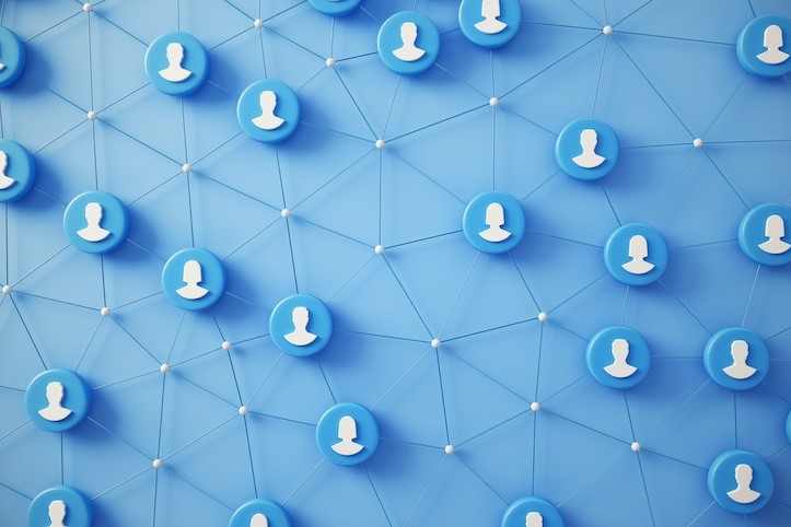 icons of humans being connected via strings depicting communication