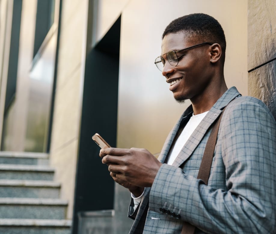 student on phone