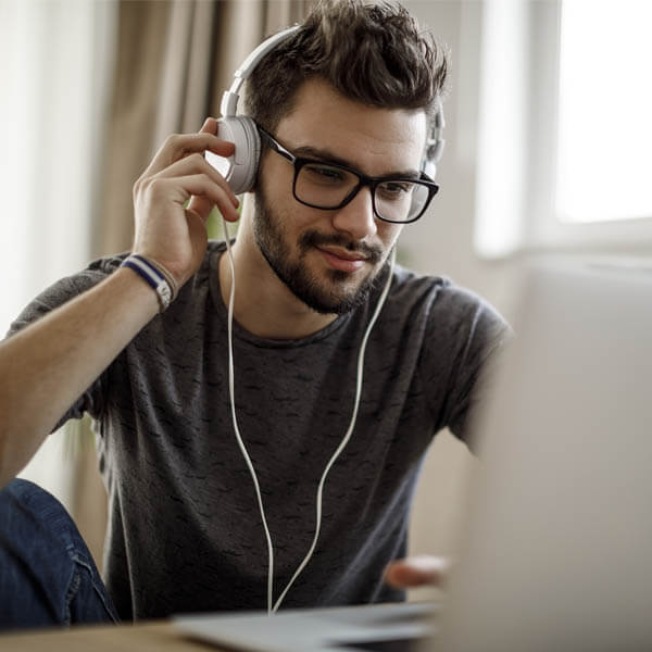 Portrait of a man on laptop